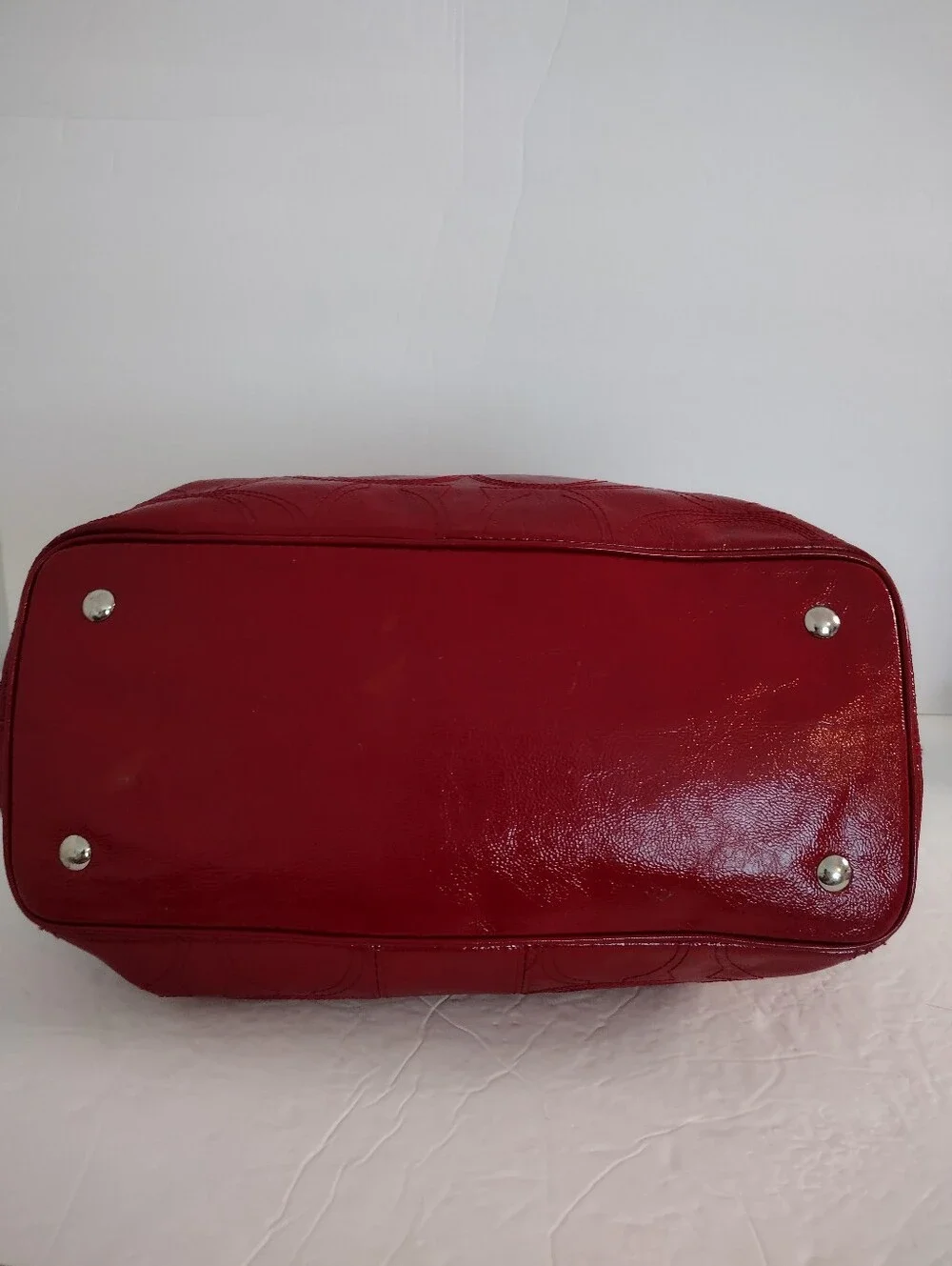 Vintage Y2K Coach Red Patent Leather Kiss Lock Carryall Tote Shoulder Bag F15658 - Picture 8 of 15